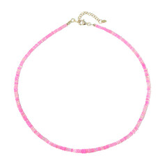 Collier en argent et Opale rose d'Éthiopie
