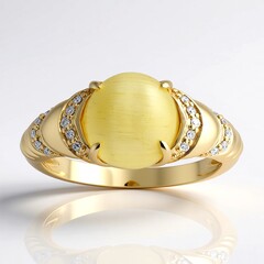 Anello in oro con Danburite gialla occhio di gatto