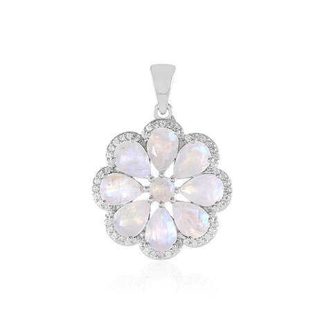 Regenbogen-Mondstein-Silberanhänger