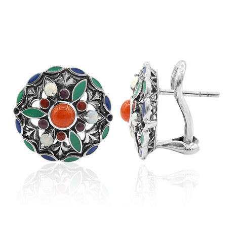 Zilveren oorbellen met Rode Jadeiten