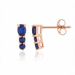 Pendientes en oro con Zafiro de Kanchanaburi