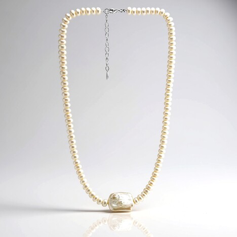 Collana in argento con Perla Keshi (TPC)