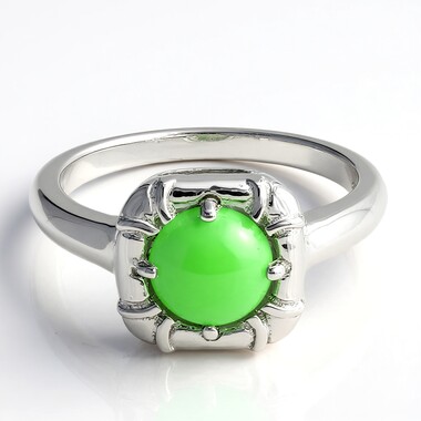 Anello in argento con Crisoprasio Imperiale