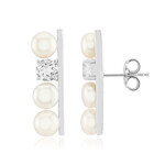 Boucles d'oreilles en argent et Perle blanche de culture d'eau douce (TPC)