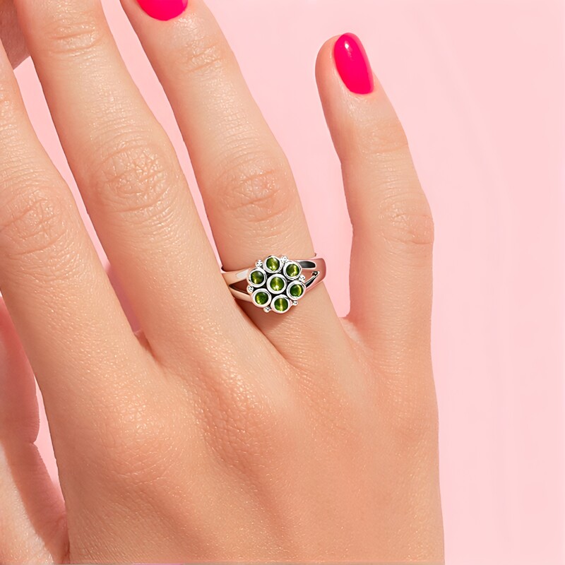 Anillo en plata con Alejandrita ojos de gato