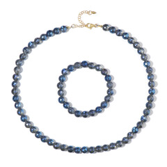 Blauer Mystik-Quarz-Silberset