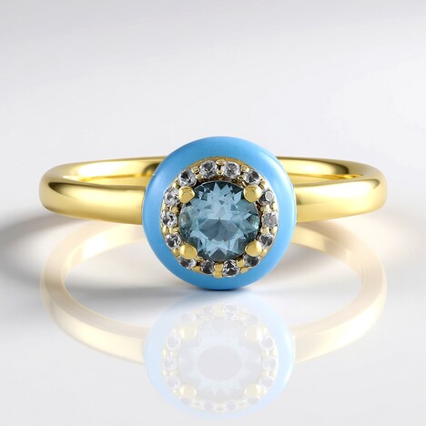Anello in argento con Topazio Blu Svizzero
