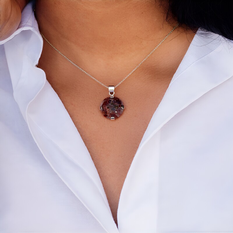 Ciondolo in argento con Agata Piumata di Giava