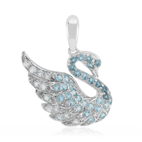 Colgante en plata con Topacio azul suizo