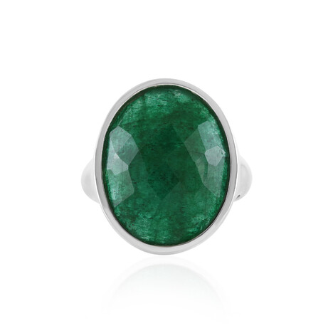 Bague en argent et Béryl couleur émeraude