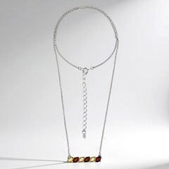 Collana in argento con Ambra Baltica color Ciliegia