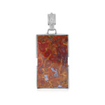 Versteinertes Palmenholz-Silberanhänger (Bali Barong)