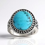 Anello in argento con Turchese Kingman Mohave Blu (Jones Lee)