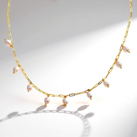 Collana in argento con Perla d'Acqua Dolce Bianca (Joias do Paraíso)
