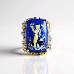 Anello in argento con Ambra Blu (Gems en Vogue)