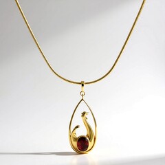 Collana placcata in oro con Granato Mozambico