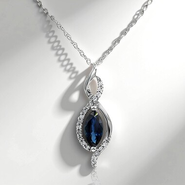 Blauer Ceylon-Saphir-Goldhalskette