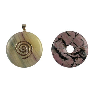 Donutset Rhodonit und Gelber Fluorit