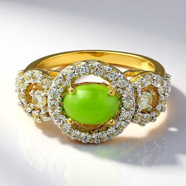Anillo en plata con Crisoprasa imperial
