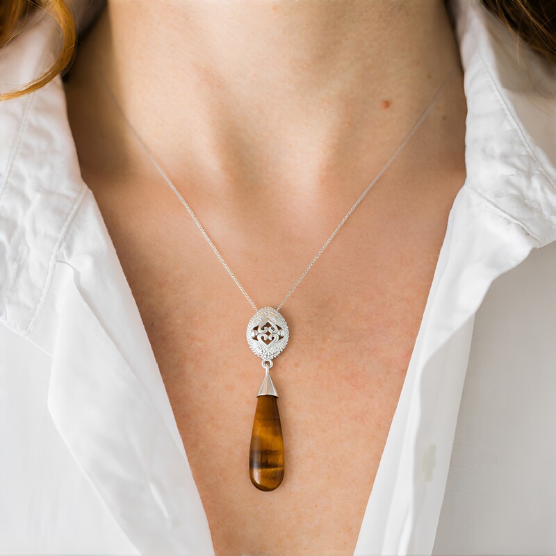 Tigerauge-Silberanhänger