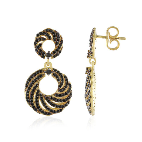 Zilveren oorbellen met zwarte spinelstenen