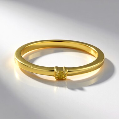 Zilveren ring met een I3 Gele Diamant