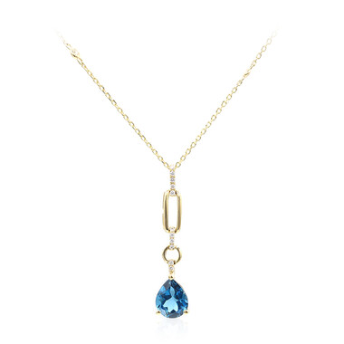 Londonblauer Topas-Goldhalskette
