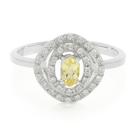 Anello placcato in platino con Apatite Gialla