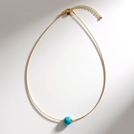 Collier en acier inoxydable et Opale bleue d'Atacama