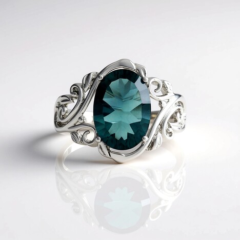 Anello in argento con Fluorite Blu Caraibico