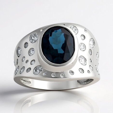 Anello in argento con Topazio Blu Londra (de Melo Essence)
