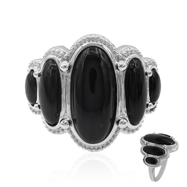 Schwarzer Onyx-Silberring