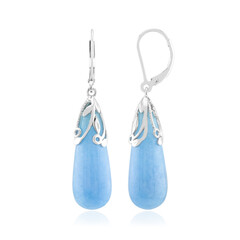 Zilveren oorbellen met Azuurblauwe kwartskristallen