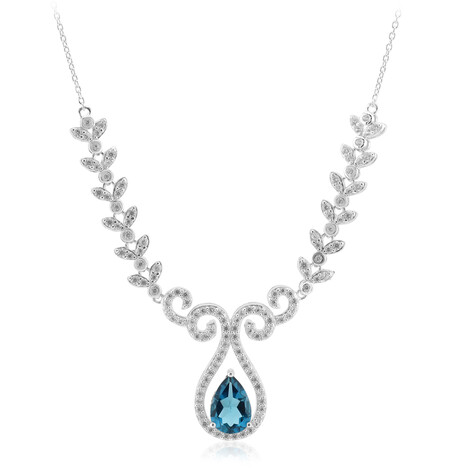 Zilveren halsketting met een Londen-blauwe topaas