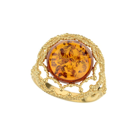 Baltischer Cognac-Bernstein-Silberring (dagen)