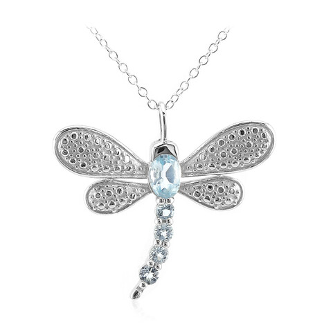 Zilveren halsketting met een hemel-blauwe topaas