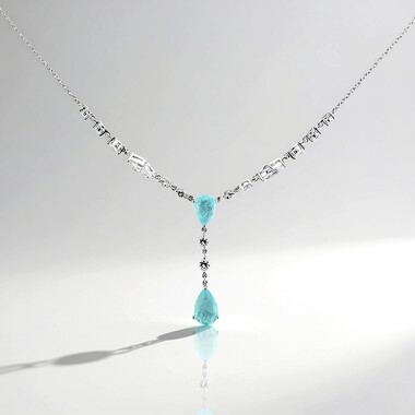 Blue Pastel Quartz Silver Necklace