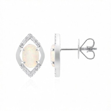Brasilianischer Weißer Opal-Goldohrringe