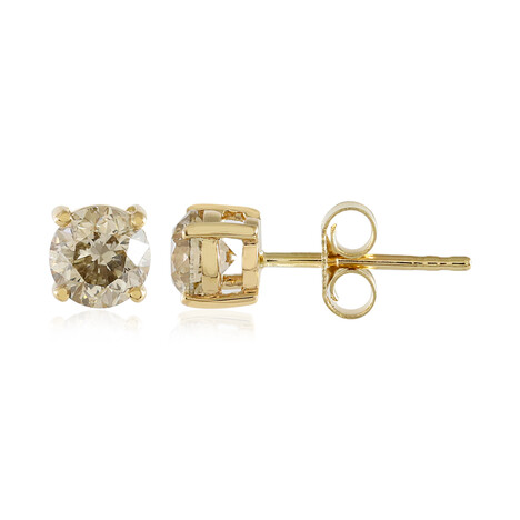 Pendientes en oro con Diamante chocolate I1