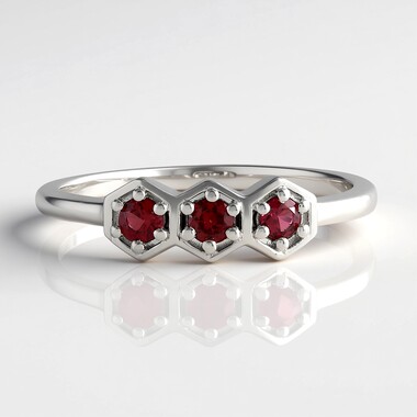 Pierścionek ze srebra platynowanego - Spinel czerwony szlachetny Noble Red