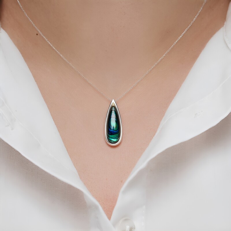 Zilveren hanger met een Abalone schelp (MONOSONO COLLECTION)