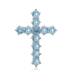 Colgante en plata con Topacio azul suizo