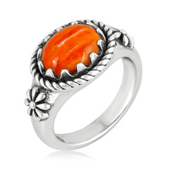 Zilveren ring met een Oranje stekelige oester