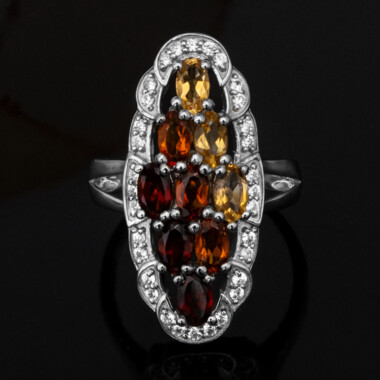 Bague en argent et Grenat du Mozambique