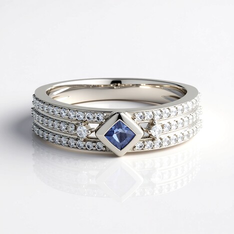 Anello in argento con Zaffiro Ceylon Blu