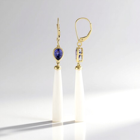 Boucles d'oreilles en or et Calcédoine blanche (KM by Juwelo)