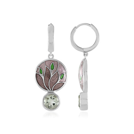 Boucles d'oreilles en argent et Améthyste verte (Adela Silber)