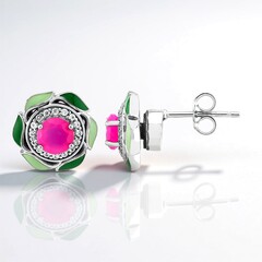 Orecchini in argento con Calcedonio Lampone