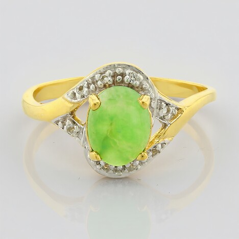 Anello placcato in oro con Crisoprasio Imperiale