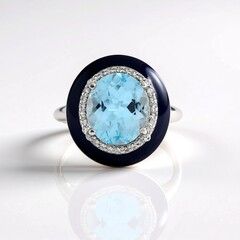 Bague en argent et Topaze bleu Suisse